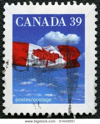 Canada - 1990: A Stamp Printed In Canada Shows Image Of The Canadian Flag, 1990