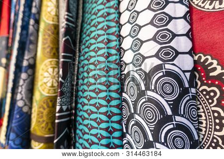 Plenty Of Colorful African Fabrics