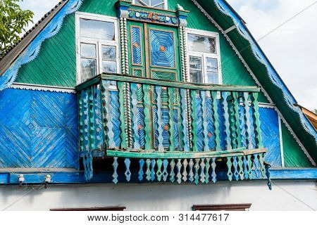 Exterior Of The Rural Traditional Wooden House Izba