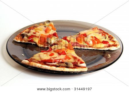 three slices of pizza