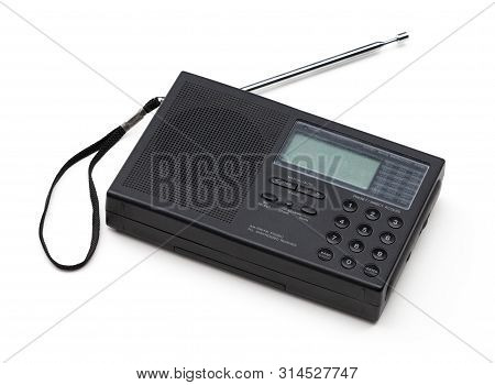 An Old Short Wave Radio Sits Isolated On A White Background