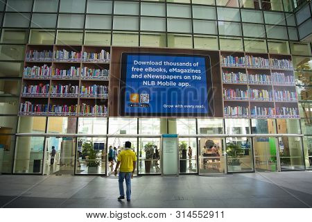 Singapore City, Singapore - April 13, 2019: The National Library Of Singapore Opened In 2005