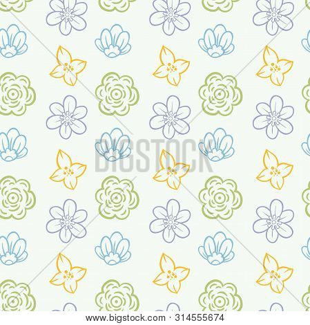 Vibrant Flowers Seamless Pattern White Background - Fabric Texture Collections