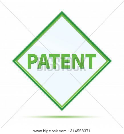 Patent Isolated On Modern Abstract Green Diamond Button