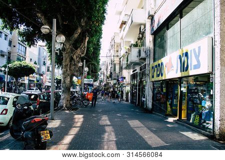 Tel Aviv Israel July 29, 2019 View Of Unknowns Israeli People Walking On Dizengoff Street At Tel Avi