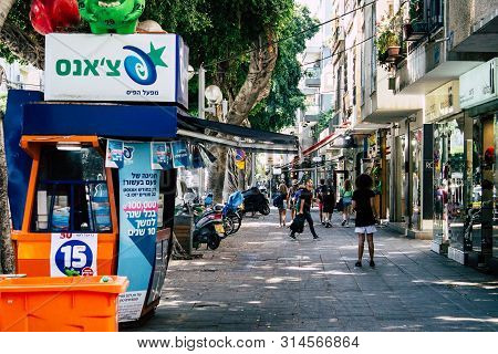 Tel Aviv Israel July 29, 2019 View Of Unknowns Israeli People Walking On Dizengoff Street At Tel Avi