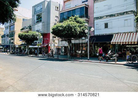 Tel Aviv Israel July 29, 2019 View Of Unknowns Israeli People Walking On Dizengoff Street At Tel Avi