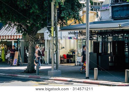 Tel Aviv Israel July 29, 2019 View Of Unknowns Israeli People Walking On Dizengoff Street At Tel Avi