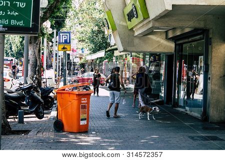 Tel Aviv Israel July 29, 2019 View Of Unknowns Israeli People Walking On Dizengoff Street At Tel Avi
