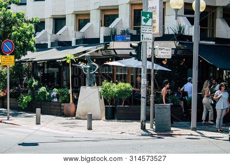 Tel Aviv Israel July 29, 2019 View Of Unknowns Israeli People Walking On Dizengoff Street At Tel Avi