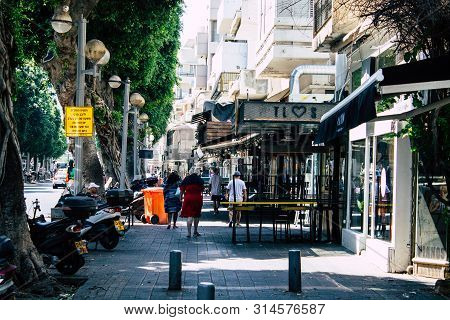 Tel Aviv Israel July 29, 2019 View Of Unknowns Israeli People Walking On Dizengoff Street At Tel Avi