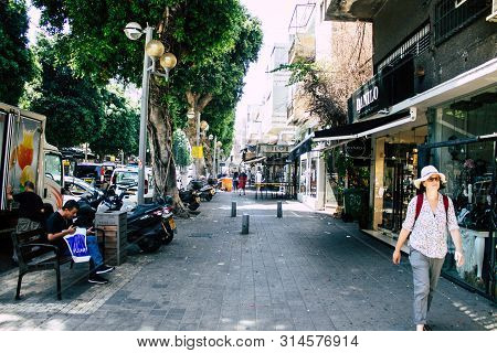 Tel Aviv Israel July 29, 2019 View Of Unknowns Israeli People Walking On Dizengoff Street At Tel Avi