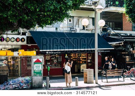 Tel Aviv Israel July 29, 2019 View Of Unknowns Israeli People Walking On Dizengoff Street At Tel Avi