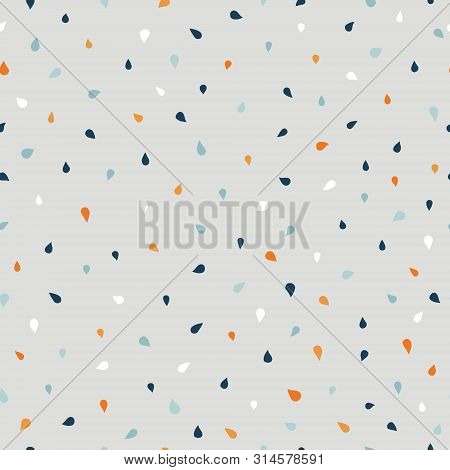 Colored Droplets On Gray  Background Seamless Pattern.