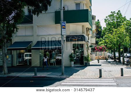 Tel Aviv Israel July 29, 2019 View Of Unknowns Israeli People Walking On Dizengoff Street At Tel Avi