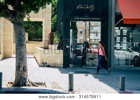 Tel Aviv Israel July 29, 2019 View Of Unknowns Israeli People Walking On Dizengoff Street At Tel Avi