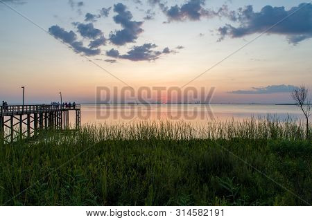 Summer Sunset On Mobile Bay From Daphne, Alabama