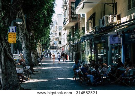 Tel Aviv Israel July 29, 2019 View Of Unknowns Israeli People Walking On Dizengoff Street At Tel Avi