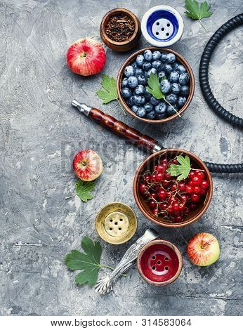 Hookah With With Berries And Apple