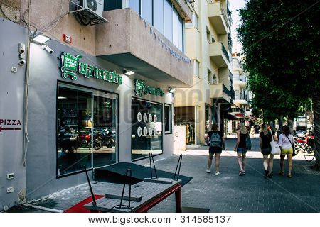 Tel Aviv Israel July 29, 2019 View Of Unknowns Israeli People Walking On Dizengoff Street At Tel Avi