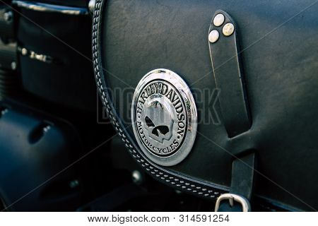 Tel Aviv Israel July 29, 2019 View Of A Harley Davidson Screamin Eagle 110 Parked In The Street In T