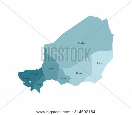 Vector Isolated Illustration Of Simplified Administrative Map Of Niger. Borders And Names Of The Reg
