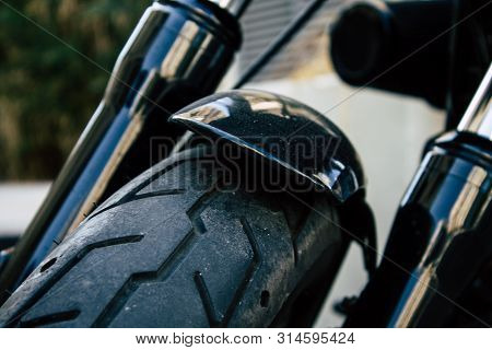 Tel Aviv Israel July 29, 2019 View Of A Harley Davidson Screamin Eagle 110 Parked In The Street In T