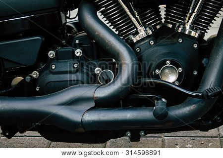 Tel Aviv Israel July 29, 2019 View Of A Harley Davidson Screamin Eagle 110 Parked In The Street In T