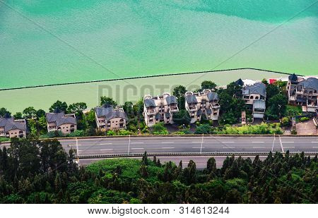 Road Above Dian Lake In Kunming City In China