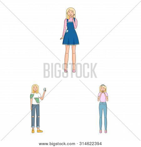 Vector Illustration Of Woman And Body Sign. Set Of Woman And Style Vector Icon For Stock.