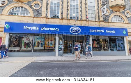 Aberystwyth, Wales / Uk - July 20th 2019 - Boots Shop Front. Boots Is A Health And Beauty Retailer A