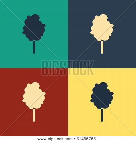 Color Cotton Candy Icon Isolated On Color Background. Vintage Style Drawing. Vector Illustration