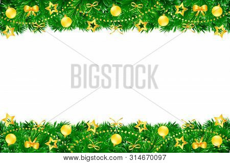Christmas Garland Vector Background Illustration Pine Fir Tree Decoration