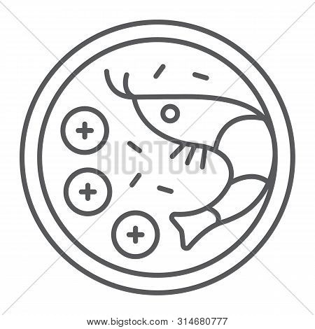 Tom Yum Goong Thin Line Icon, Thai And Food, Shrimp Sign, Vector Graphics, A Linear Pattern On A Whi