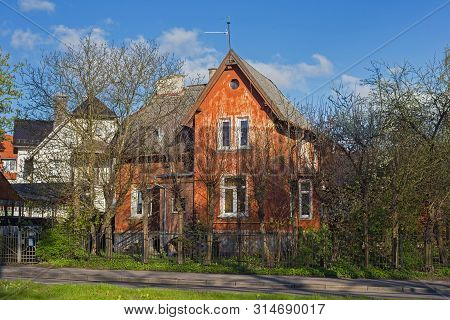 Old Typical Historical Building In Center Of Kaliningrad. Before 1945 Is Was German Town Known As Ko