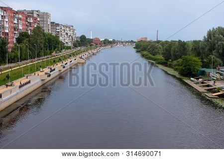 Cityview Of The Pregolya River And The Embankment Of Admiral Tributs In Center Of Kaliningrad (forme