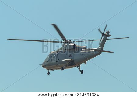 Phuket, Thailand - Apr 5, 2019. Royal Thai Navy Sikorsy S-76b (reg. 2309) Landing At Phuket Airport 
