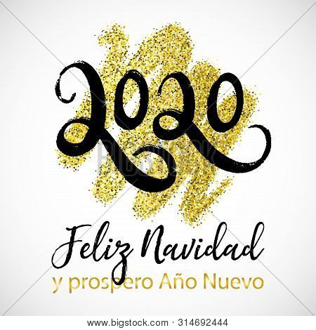 Vector Poster Merry Christmas And Happy New Year In Spanish Language Feliz Navidad Y Prospero Ano Nu
