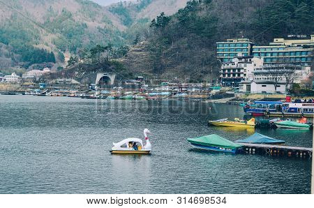 Pedal Swan Boats On The Kawaguchiko Lake
