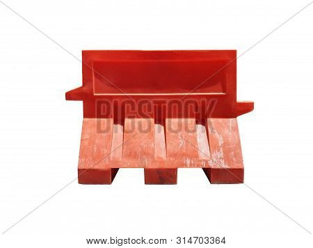 Orange Pvc Traffic Barrier Or Road Barrier Isolated On White Background With Cilpping Path