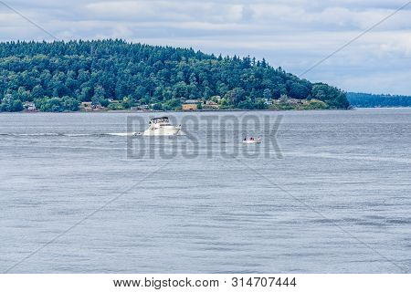 Boiat Cruise Across The Puget Sound In Ruston, Washington.