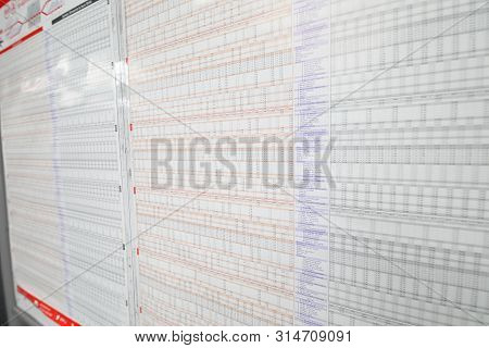 Paris France - May 23, 2019: Rer Train Timetable Schedule Paris France