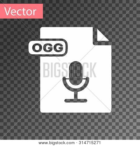 White Ogg File Document. Download Ogg Button Icon Isolated On Transparent Background. Ogg File Symbo