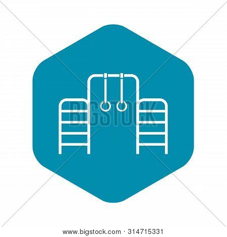 Horizontal Bar With Climbing Rings And Ladder Icon. Simple Illustration Of Horizontal Bar With Climb