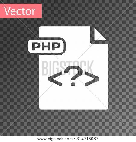 White Php File Document. Download Php Button Icon Isolated On Transparent Background. Php File Symbo