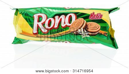 Winneconne, Wi - 10 July 2019 : A Package Of Nefis Rono Vanilla Cream Sandwich Cookies On An Isolate
