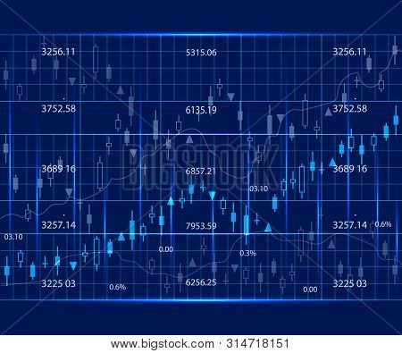 Candle Stick Graph Chart Background Card Ad. Vector