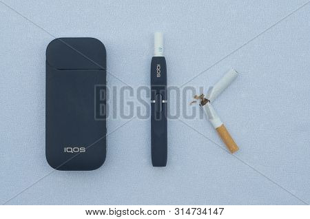 Caslano, Ticino, Switzerland - 26th July 2019 : Picture Of Iqos A New Heat-not-burn Tobacco Product 