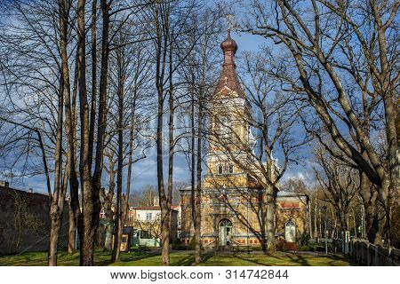 View Of The Estonian Apostolic Orthodox Parnu Transformation Of Our Lord Church. Was Built From Yell