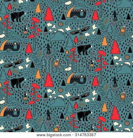 Yosemite National Park Pattern Design For Children